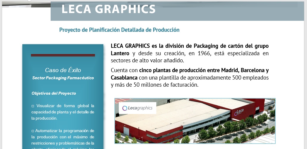 Caso de éxito Leca Graphics - Industria del Packaging